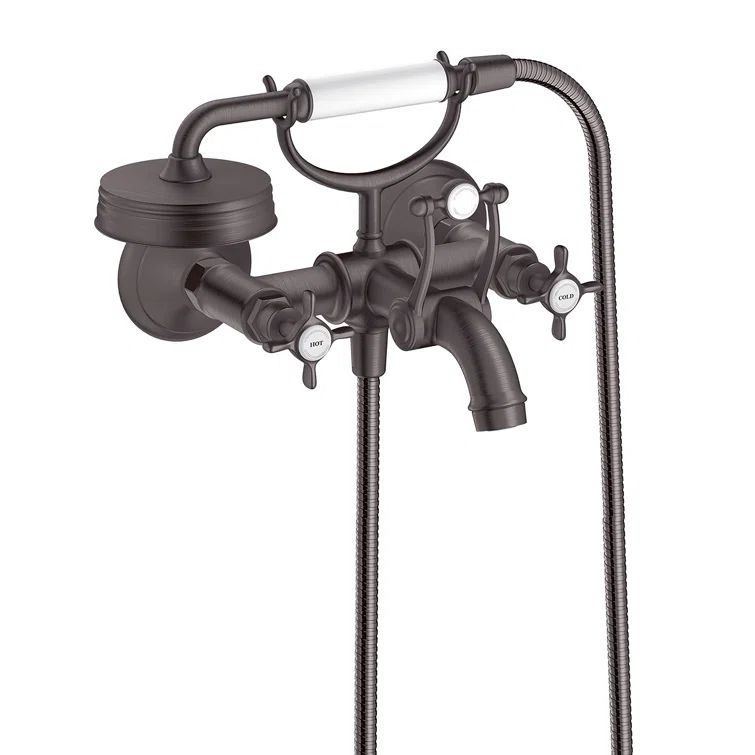 Brushed Black Chrome Industrial Wall-Mounted Tub Faucet
