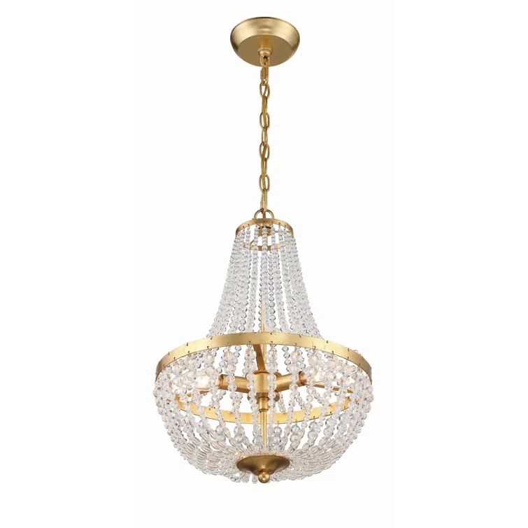 Antique Gold Crystal Empire Chandelier with Wrought Iron Frame