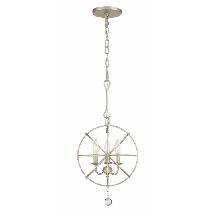 Mini Olde Silver 3-Light Chandelier with Clear Glass Beads