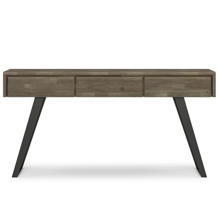 Urban Acacia & Metal 60" Console Table with Storage in Distressed Grey