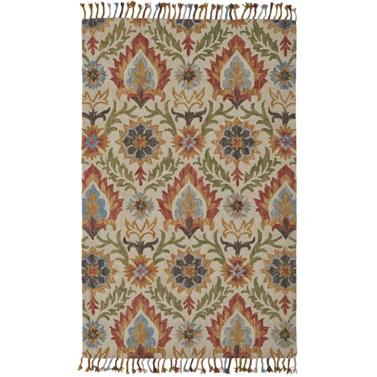 Handmade Golden Olive Wool Tufted Rectangular Rug - 3'6" x 5'6"