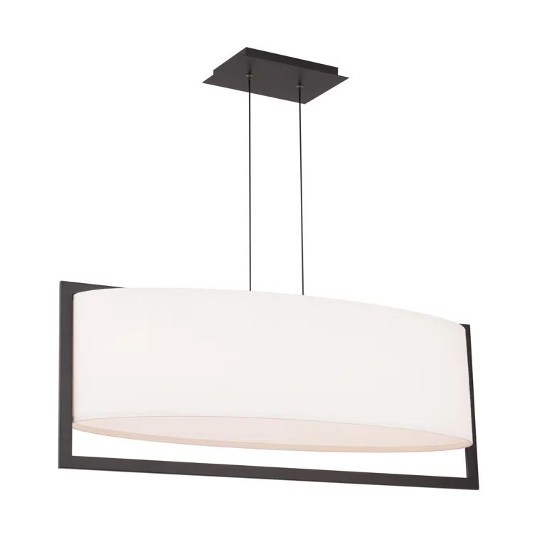 Park Avenue Black Aluminum 1-Light LED Pendant with Fabric Shade