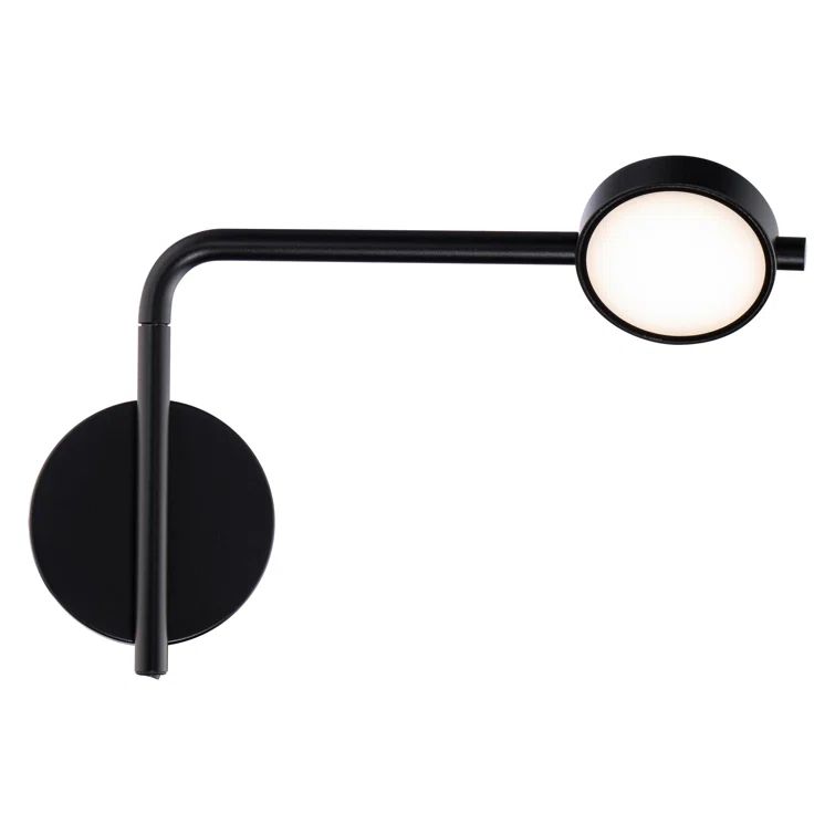 Black Metal Swing Arm Sconce with Integrated LED