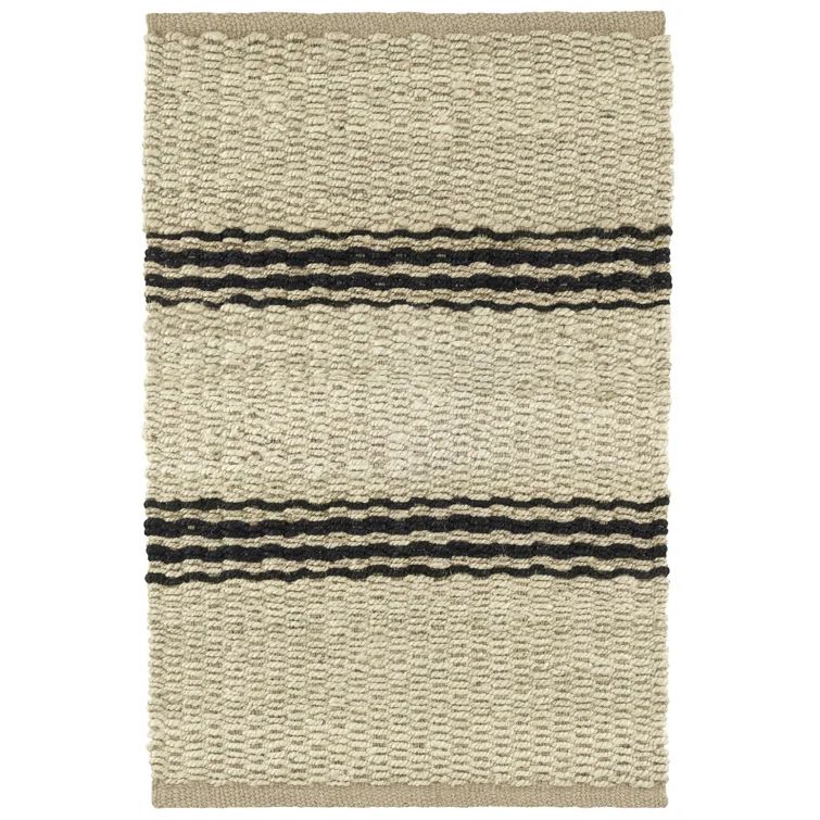 Handmade Black Stripe Flat Woven 8' x 10' Rug