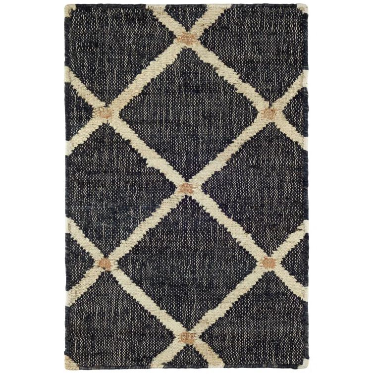 Kali Handwoven Black Diamond Cotton-Jute Blend Rug, 3'x5'