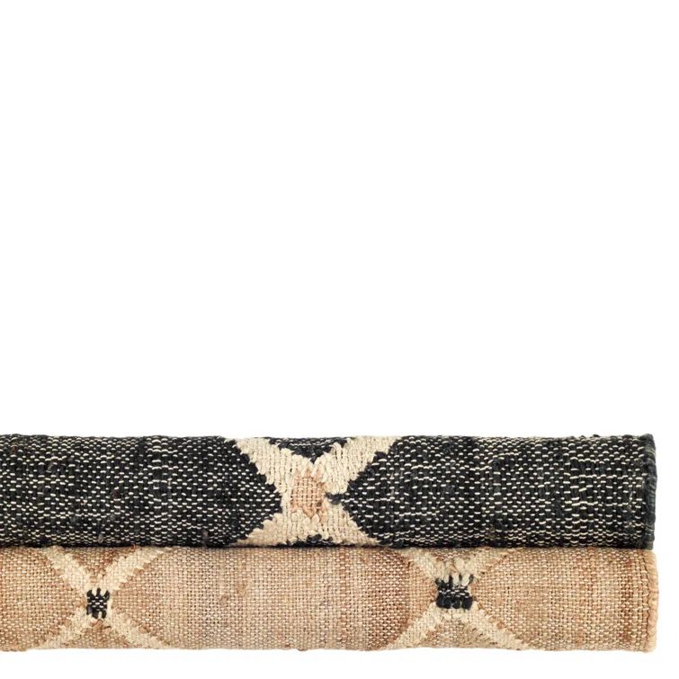 Kali Black and Beige Handwoven Cotton Runner Rug 2.5 x 8
