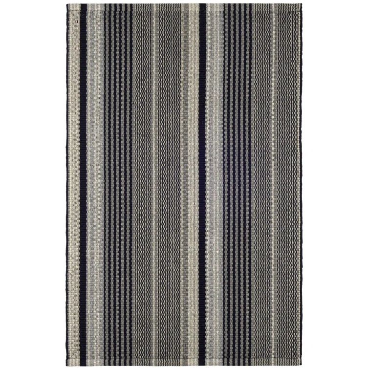 Alfie Graduated Stripe Black and Grey Cotton Rug, 10' x 14'