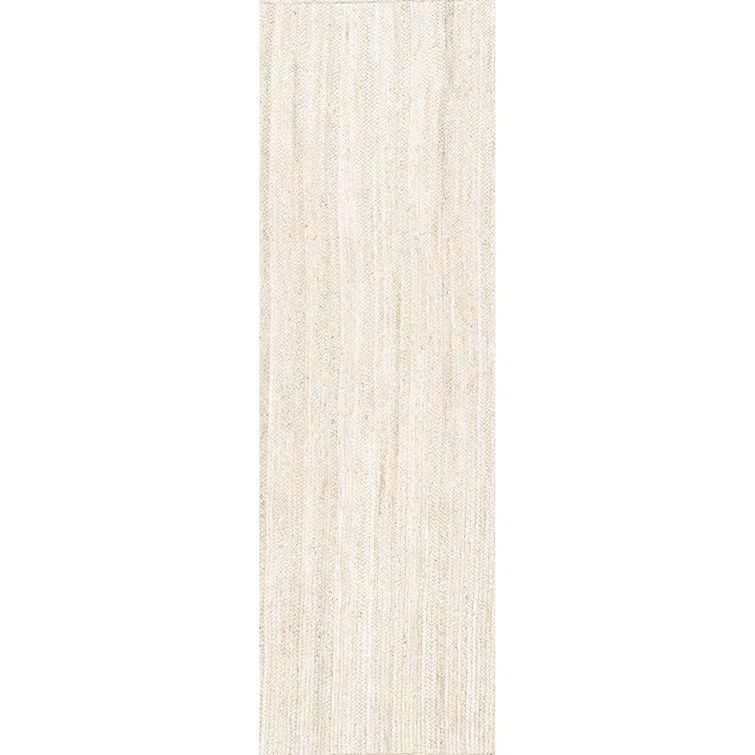 Cream Braided Handmade Jute Runner Rug 2'6" x 8'