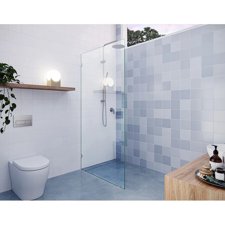 Vela 78 in. Frameless Glass Shower Panel with Brushed Nickel Hardware