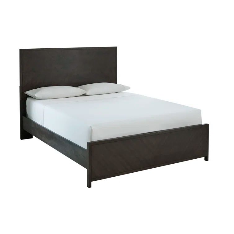 Walnut Brown Queen Panel Bed with Headboard
