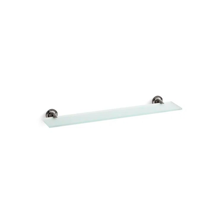 Vibrant Titanium Glass Wall Shelf with Silver Hardware