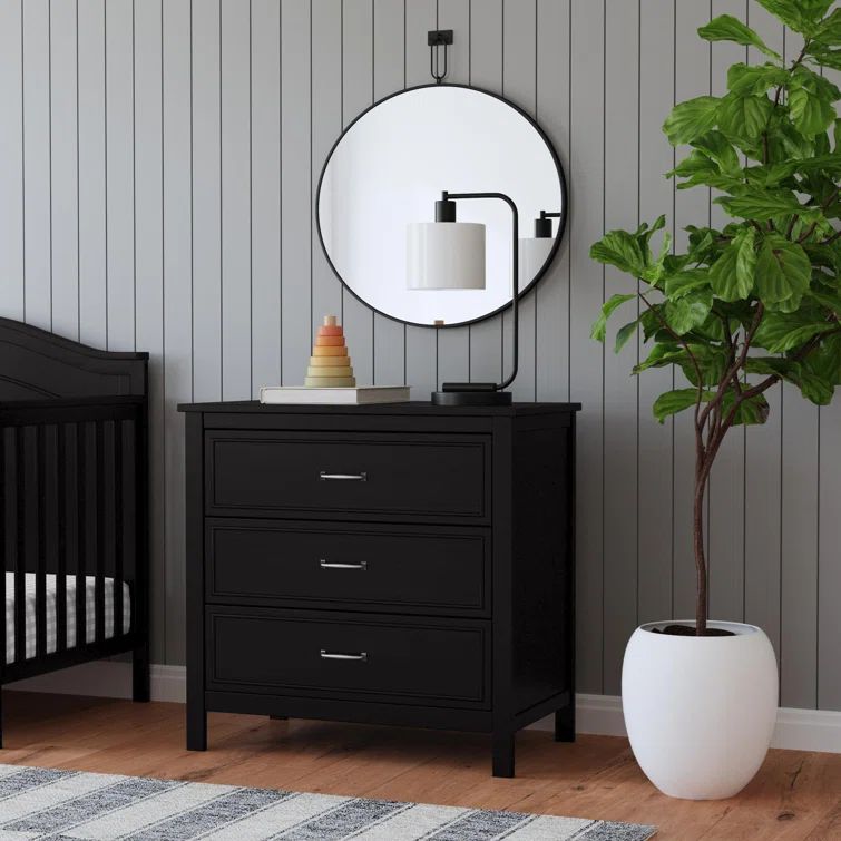 Ebony Solid Wood 3-Drawer Nursery Dresser