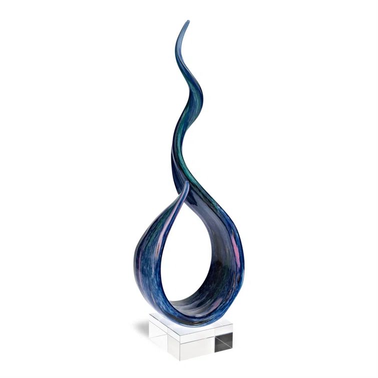 18" Tall Abstract Murano-Style Mouth-Blown Glass Sculpture