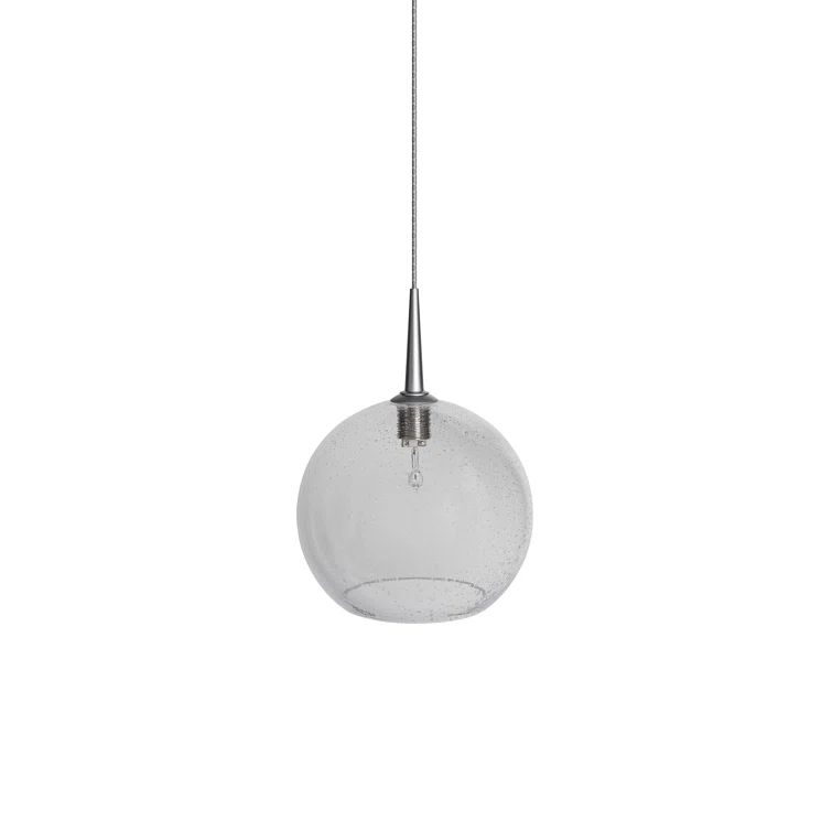 Clear Glass Matte Chrome Mini Globe Pendant Light