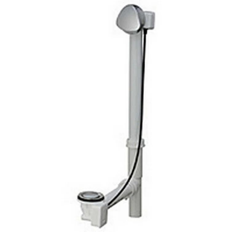 White Plastic and Chrome Tub Drain with Overflow Assembly