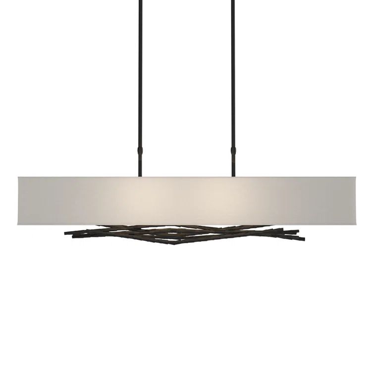 Brindille Opaque Black 4-Light Island Pendant with Natural Anna Shade