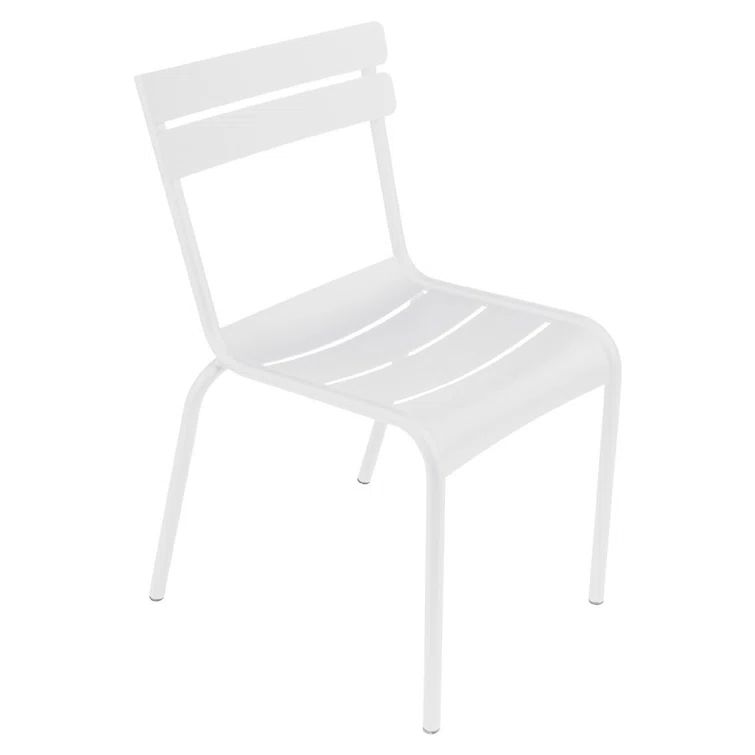 Cotton White Aluminum Stackable Outdoor Dining Chairs, Set of 4