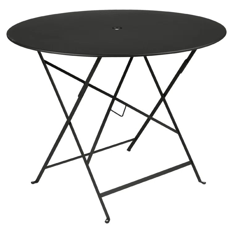Liquorice Black Round Metal Folding Bistro Table