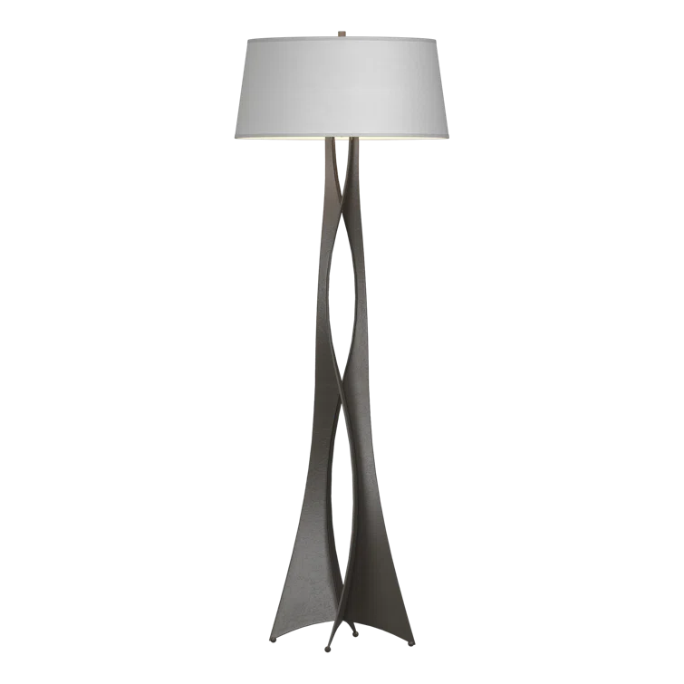 Moreau Dark Smoke 62.6" Floor Lamp with Natural Anna Shade