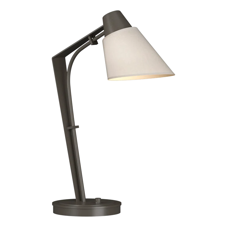 Edison Dark Smoke Metal Desk Lamp with Flax Shade