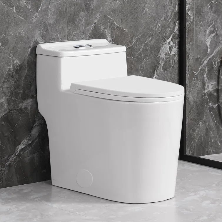 White Elongated Dual Flush High Efficiency One-Piece Toilet