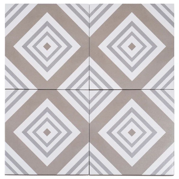 Bliss 8" Brown and Gray Porcelain Patterned Tile