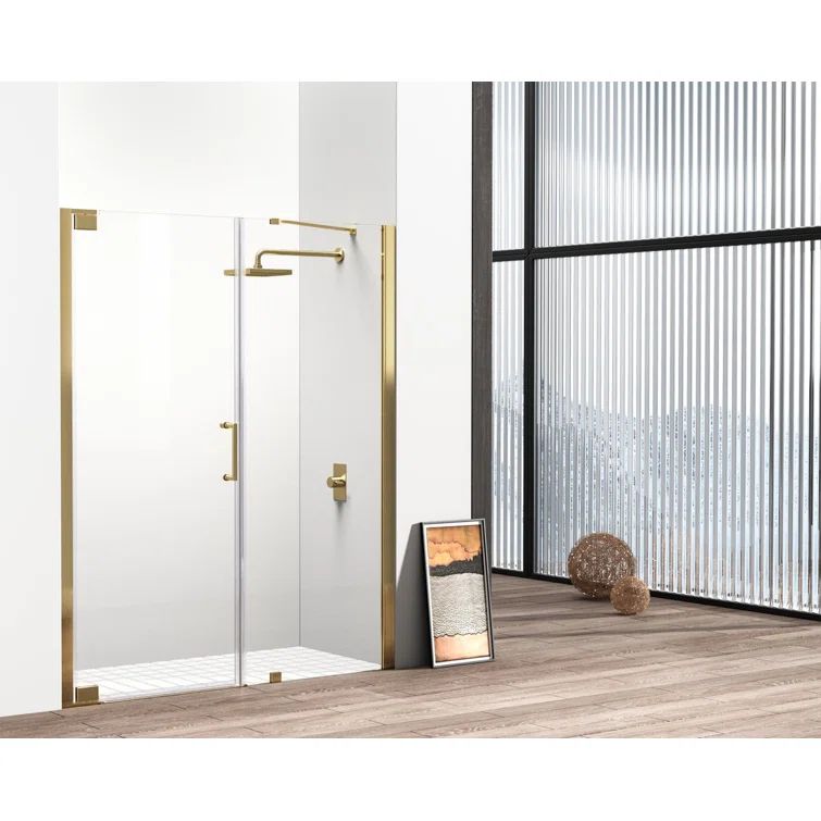 Elegant Gold Frameless Glass Shower Door 60 x 72