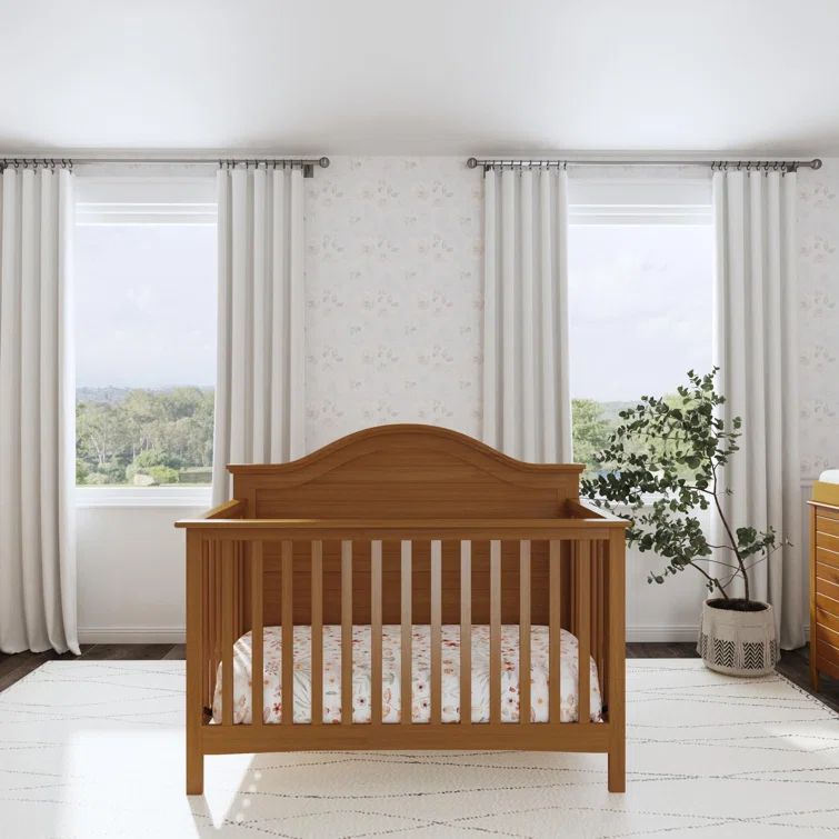 Chestnut Pine Convertible Toddler Crib with Adjustable Features