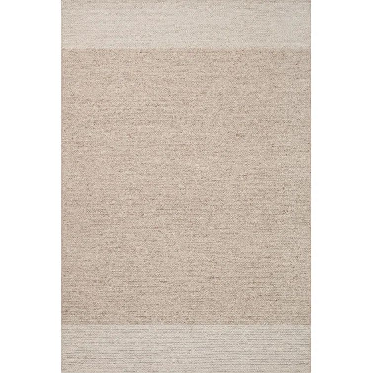 Handmade Transitional Brown Stripe Wool Area Rug 7'9" x 9'9"