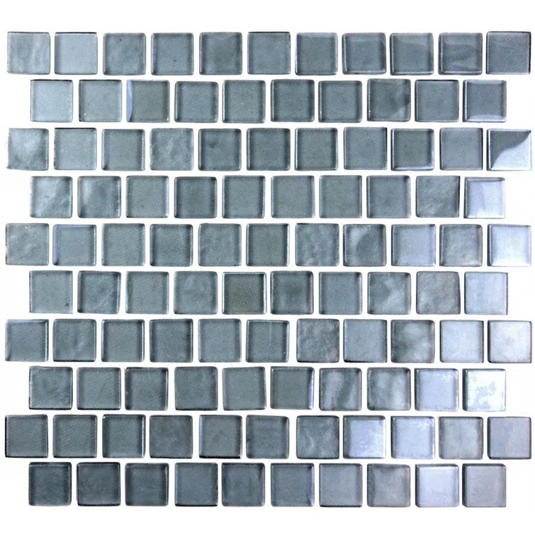 Landscape Gray Glossy Glass Mosaic Tile for Kitchen and Bathroom