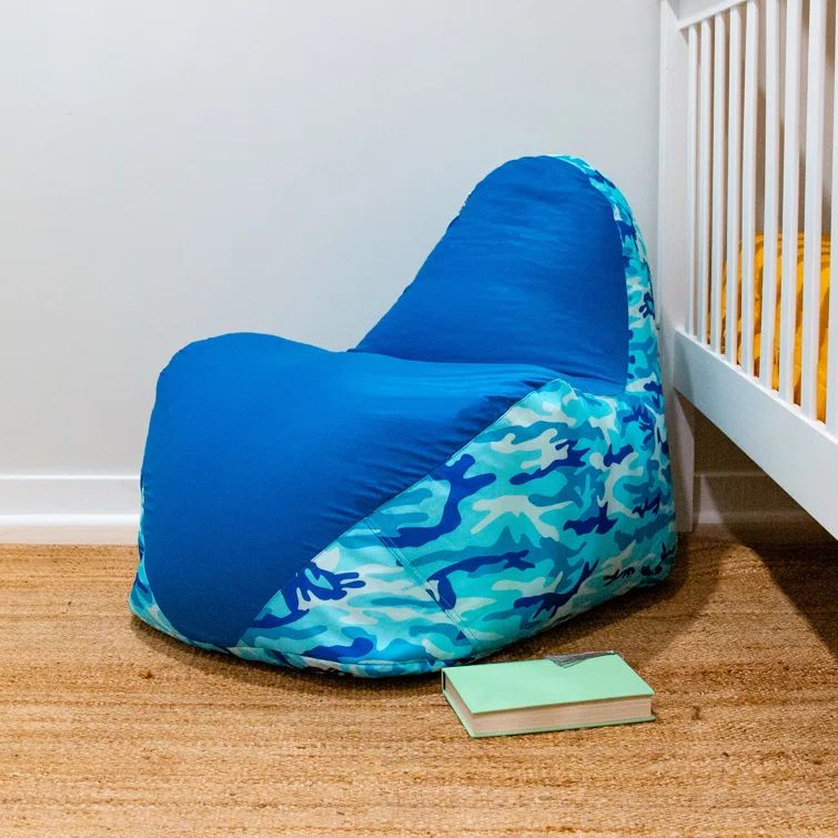 Blue Woodland Camo SmartMax Spandex Gaming Bean Bag Chair