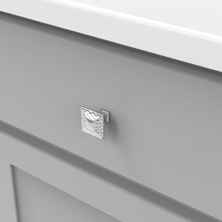 Chrome Square Modern Cabinet Knob with Mounting Hardware