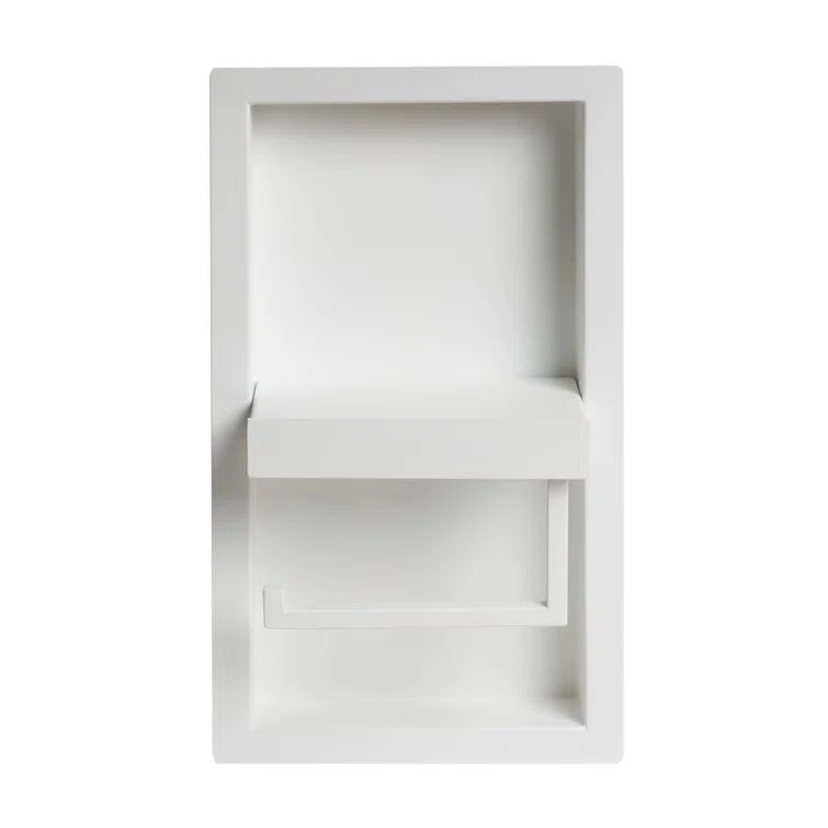 White Matte Stainless Steel Recessed Toilet Paper Holder Niche