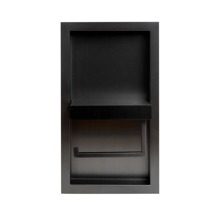 Brushed Black Stainless Steel Recessed Toilet Paper Holder Niche