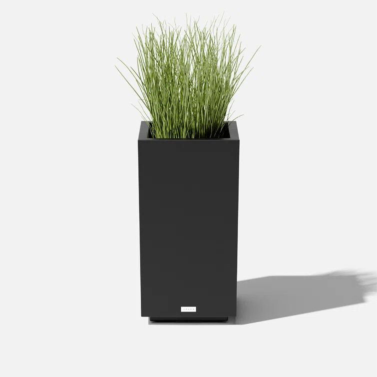 Black Recycled Plastic 26" Outdoor Pedestal Planter
