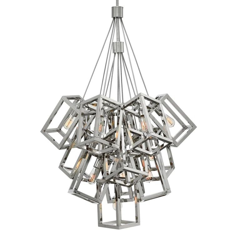 Ensemble Polished Nickel 13-Light Cluster Pendant