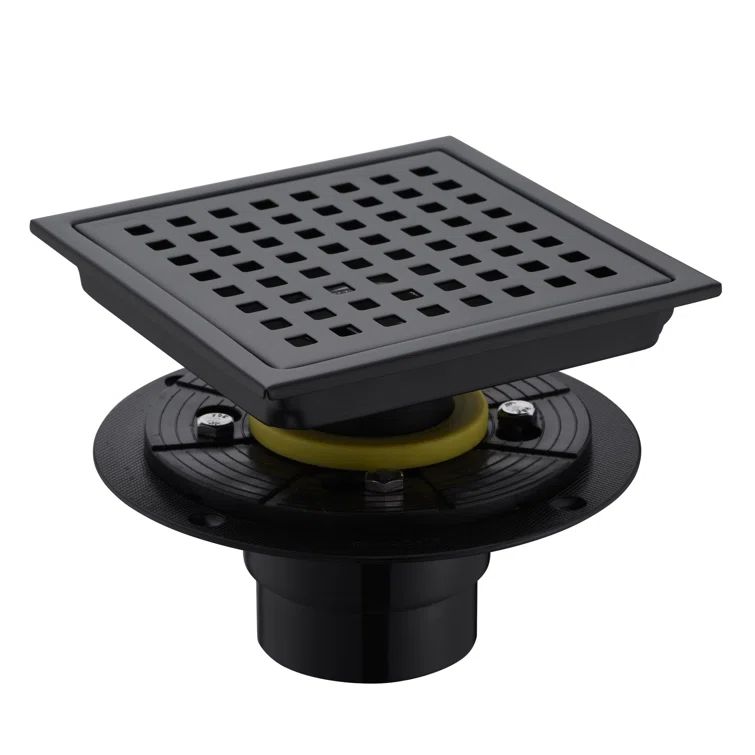 6 in. Matte Black Stainless Steel Square Shower Floor Drain
