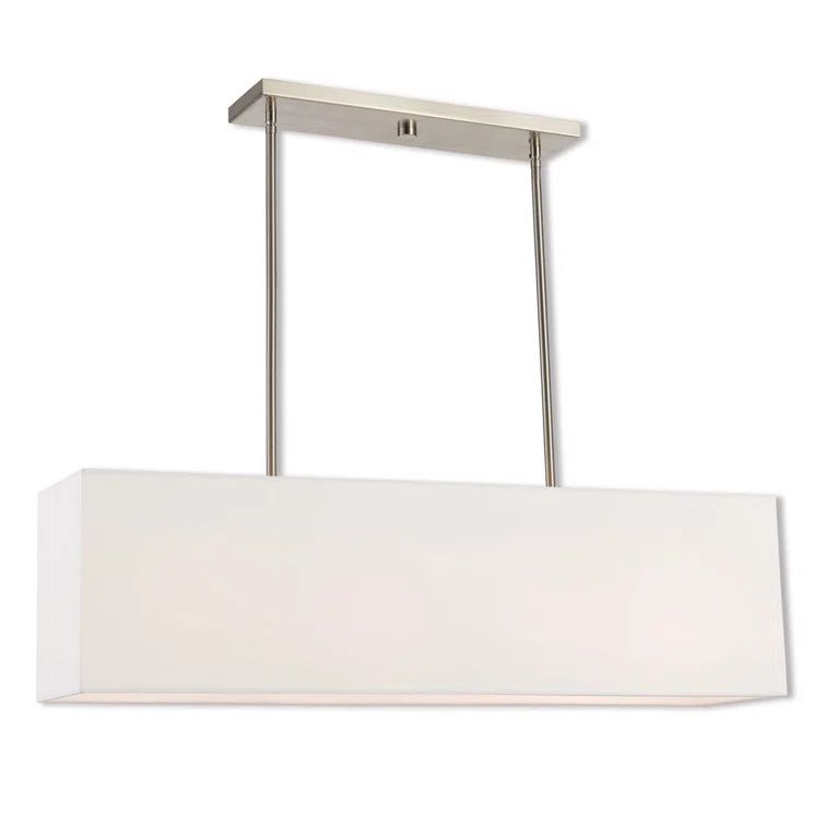 Summit 36" Brushed Nickel Linear Chandelier with Oatmeal Shade