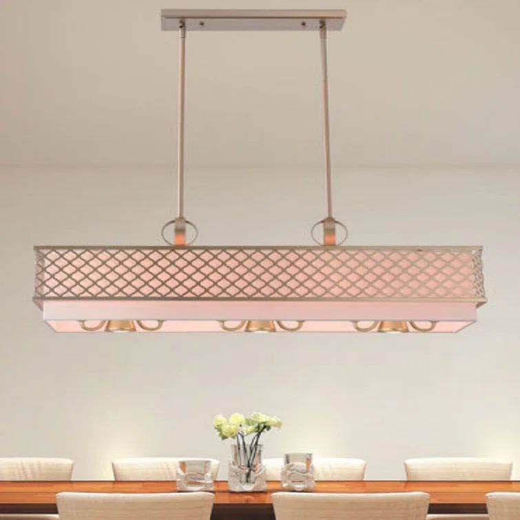 Arabesque Soft Gold Linear Drum Chandelier with Nickel Accents