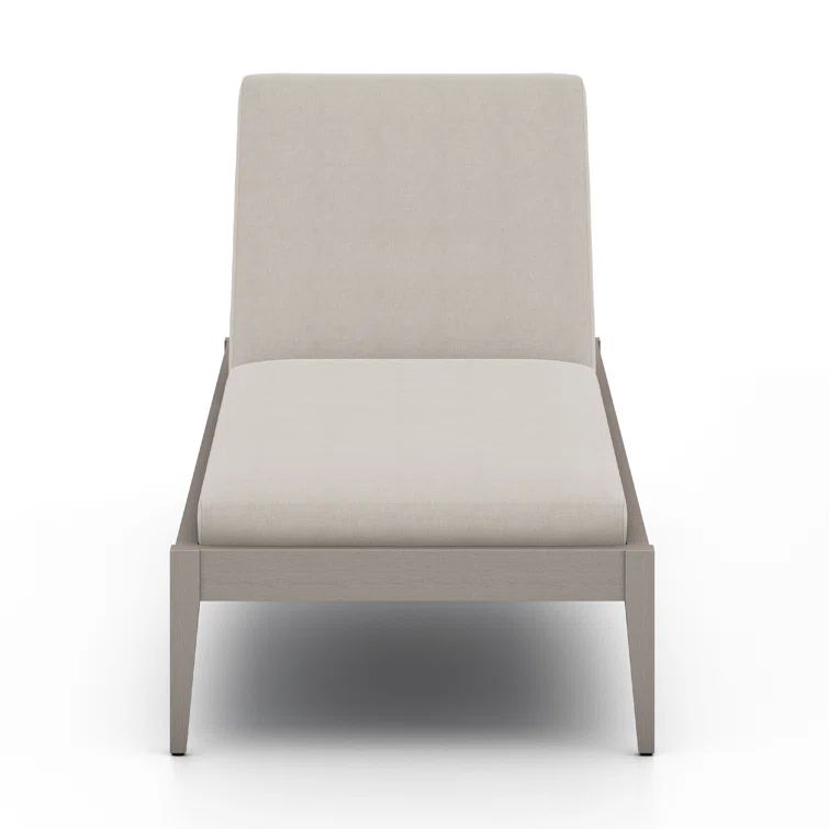 Weathered Gray Teak Outdoor Chaise Lounge with Cushions