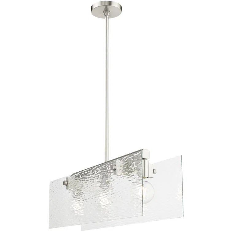 Elegant Brushed Nickel & Crystal 3-Light Linear Chandelier