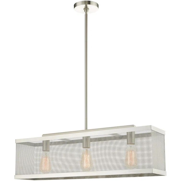 Brushed Nickel 3-Light Cage Chandelier with Stainless Mesh Shade