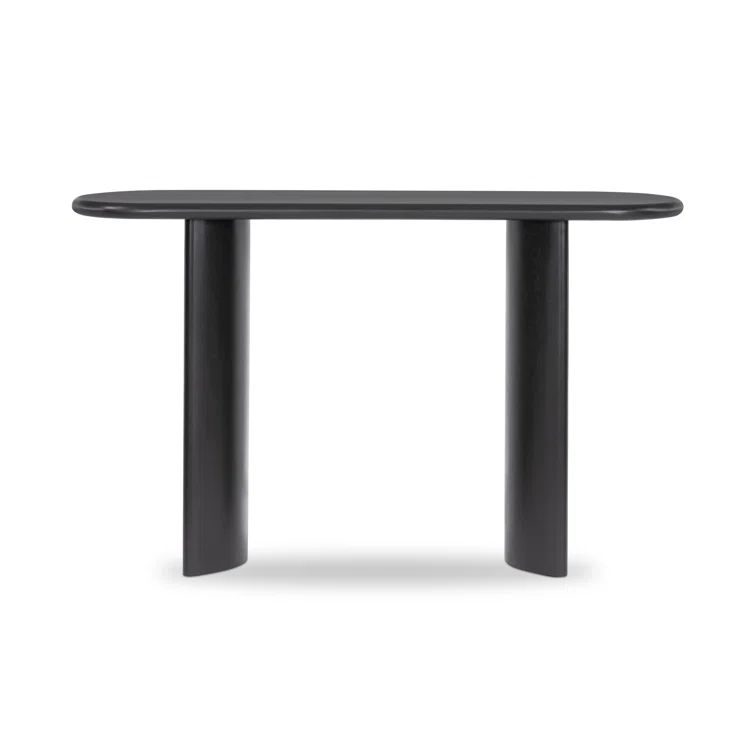 Aged Black Acacia Solid Wood Demilune Console Table
