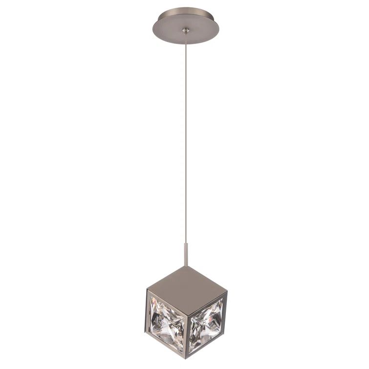 Mini Brushed Nickel Crystal LED Indoor/Outdoor Pendant Light