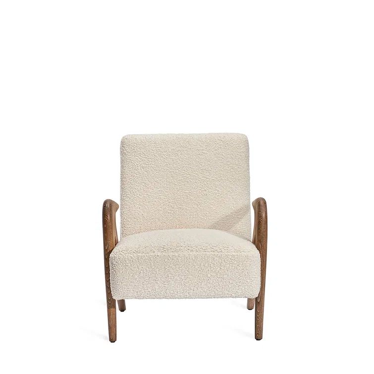 Autumn Brown Ash Wood Shearling Upholstered Accent Chair
