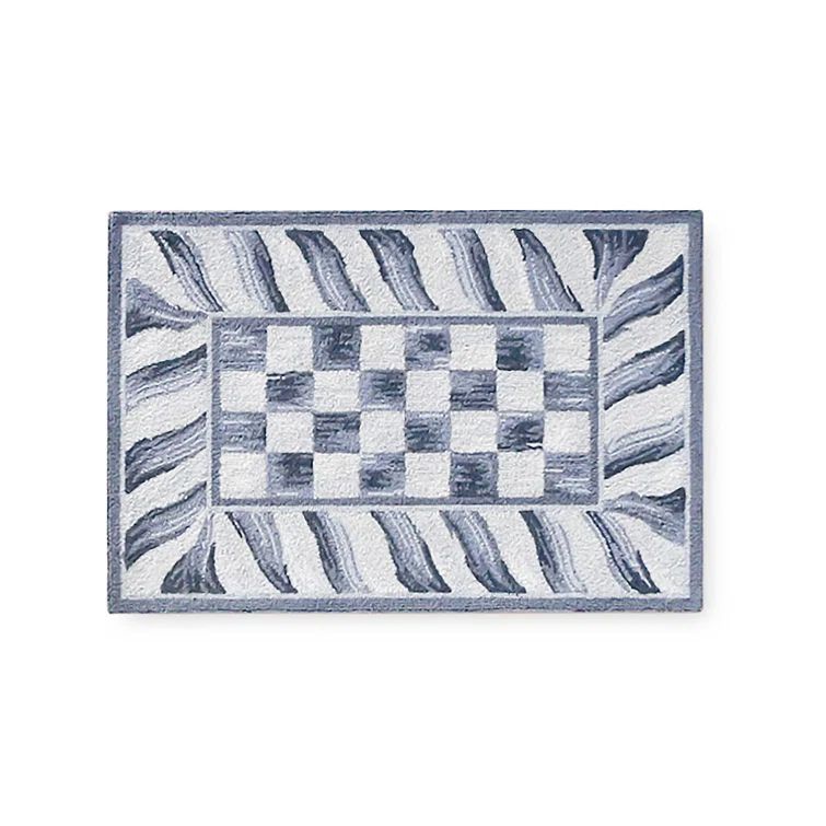Gray Hand-knotted Wool Stripe Kids Rug, 6' Octagon