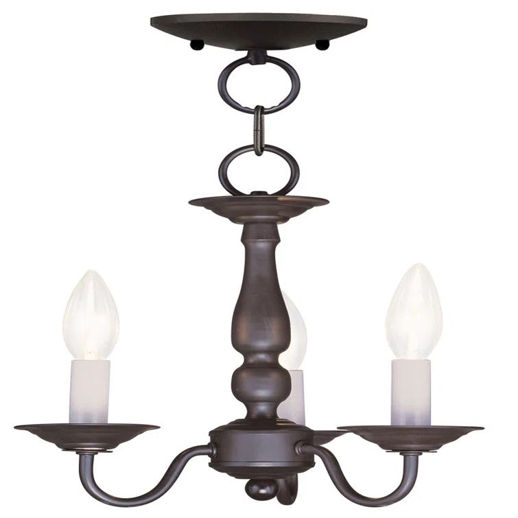 Elegant Mini 3-Light Bronze Candle Chandelier
