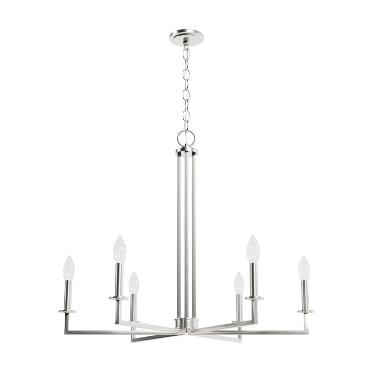 Brushed Nickel 30" Geometric Candle Chandelier