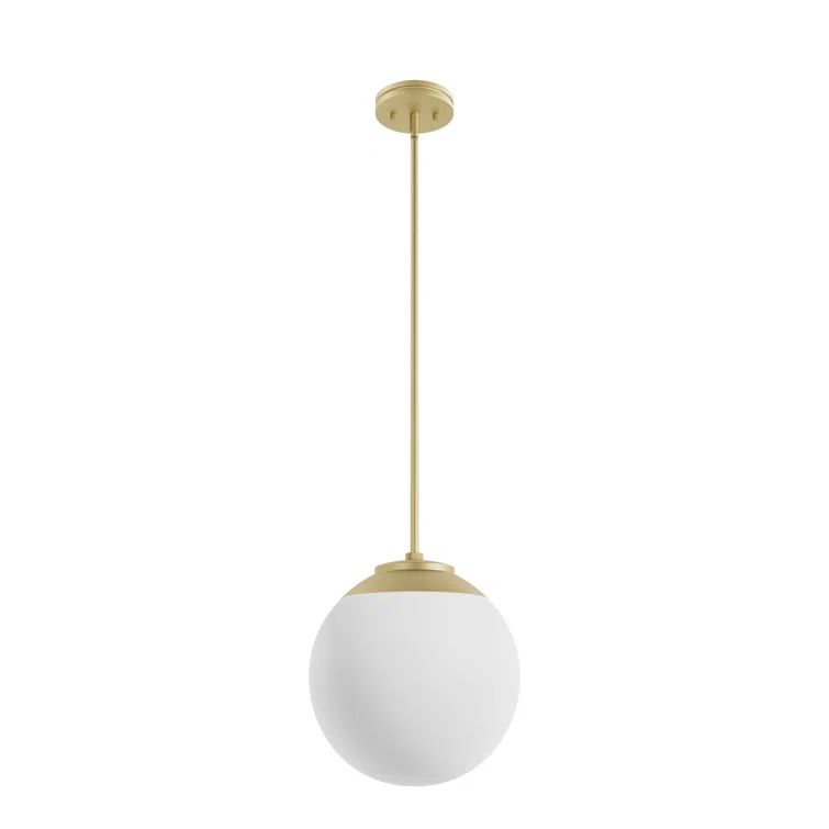 Hepburn 12" Painted Modern Brass Globe Pendant with White Glass