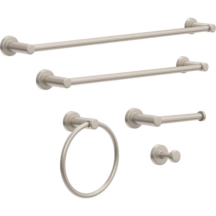 Wake Brushed Nickel 5-Piece Bathroom Hardware Set